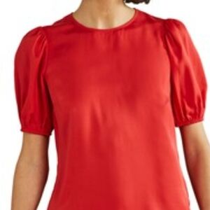Boden Red Puff Sleeve Blouse